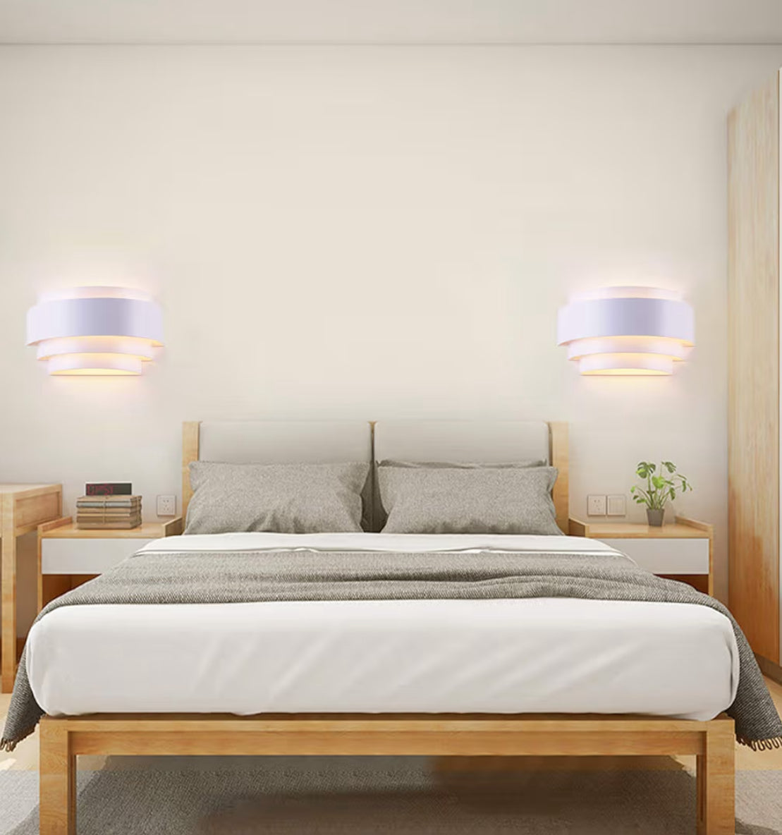 LightInTheBox Modern Wall Sconce Set Of 2 Indoor Wall Light Fixture Half Moon Metal Wall Lamp White For Stair Hallway Home Theatre Bedroom (2PCS)