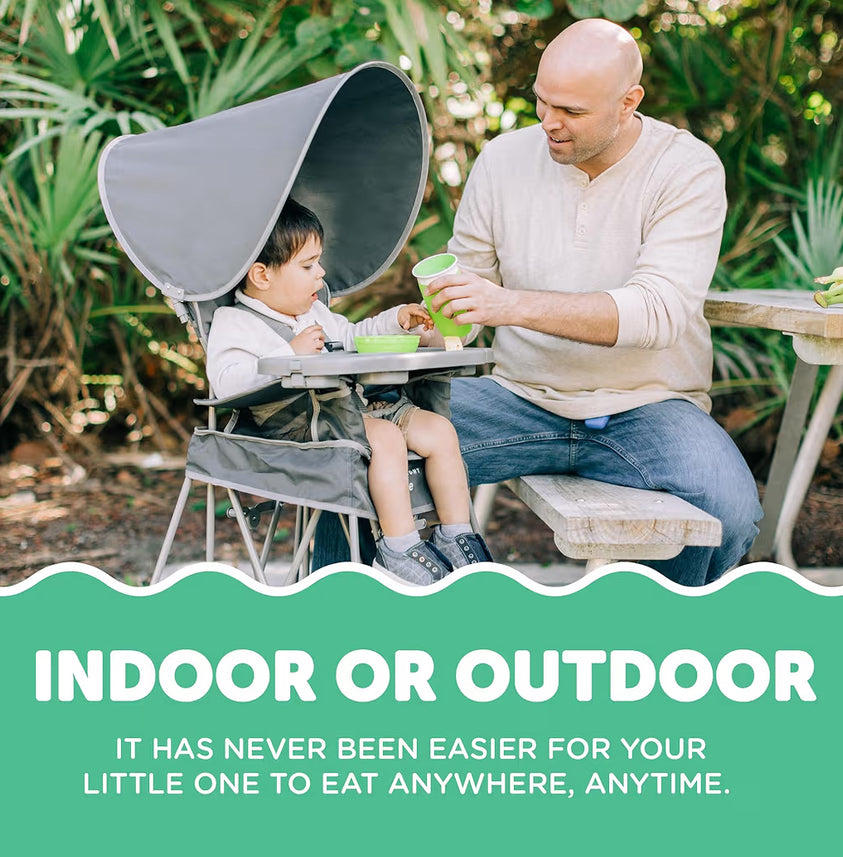 Baby Delight Go with Me Uplift Deluxe Portable High Chair | Sun Canopy | Indoor and Outdoor | Grey