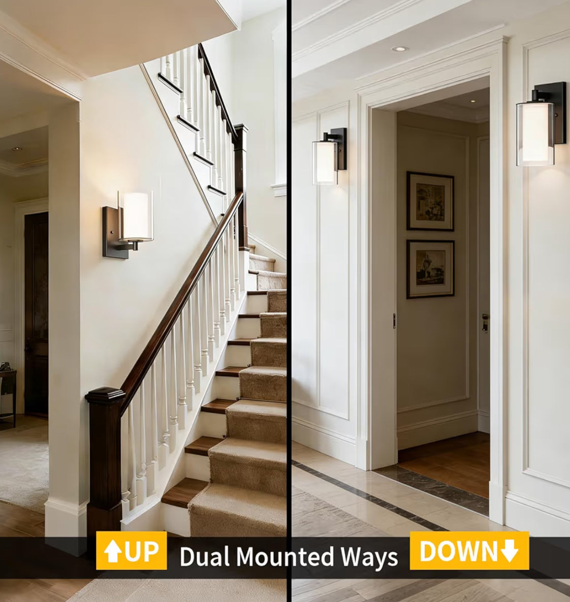 Kalium Wall Sconces Set Of Two, Modern Vanity Lights With Double Clear Glass Shade Matte Black Indoor Farmhouse Wall Lights For Bathroom Living Room Bedroom Mirror Hallway Bulb E26 Base (2PCS)