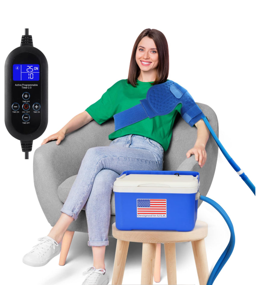 Cold Therapy Machine System With Programmable Timer, Ice Machine For Shoulder After Surgery Recovery,Large Shoulder Compression Pad,Wearable,Quiet Pump,Strong Cryotherapy Pain Relief And Treatment