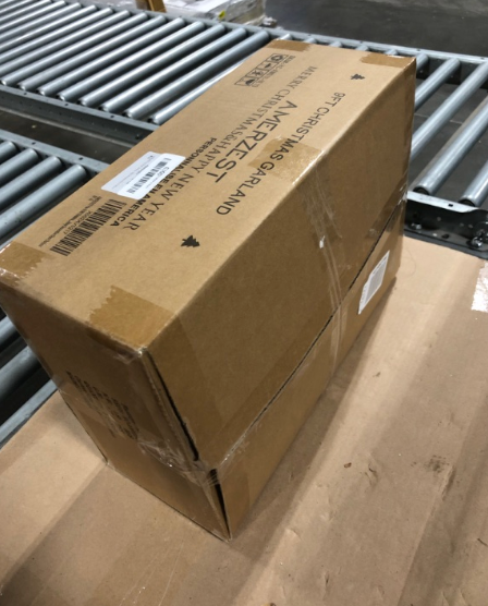 AMERZEST Pre-lit 9ft Christmas Garland with Gold Berries and Balls,Pine Cone,Golden Flower and 50 Battery Operated Soft White LED Lights with Timer,Artificial Holiday Decoration Door Outdoor