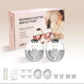 Electric Breast Pump Hands Free Wearable Portable Breastfeeding Pumps Wireless Quiet Anti-Leaking with Voice Broadcast Heating 4 Mode 12 Levels Suction Double 24mm (White)