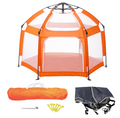 Portable Baby Playpen with UPF50+ Canopy | 1-Second Setup | Foldable & Travel-Friendly Baby Play Yard | Ideal for Indoor/Outdoor Use(Orange)
