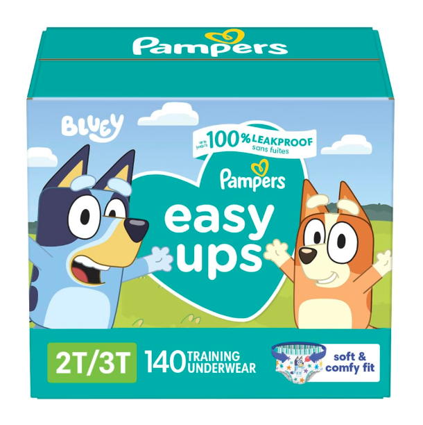 Pampers Training Pants - Easy Ups Boys & Girls Bluey - Size 2T-3T, 140 Count, Children's Potty Underwear (Packaging May Vary)