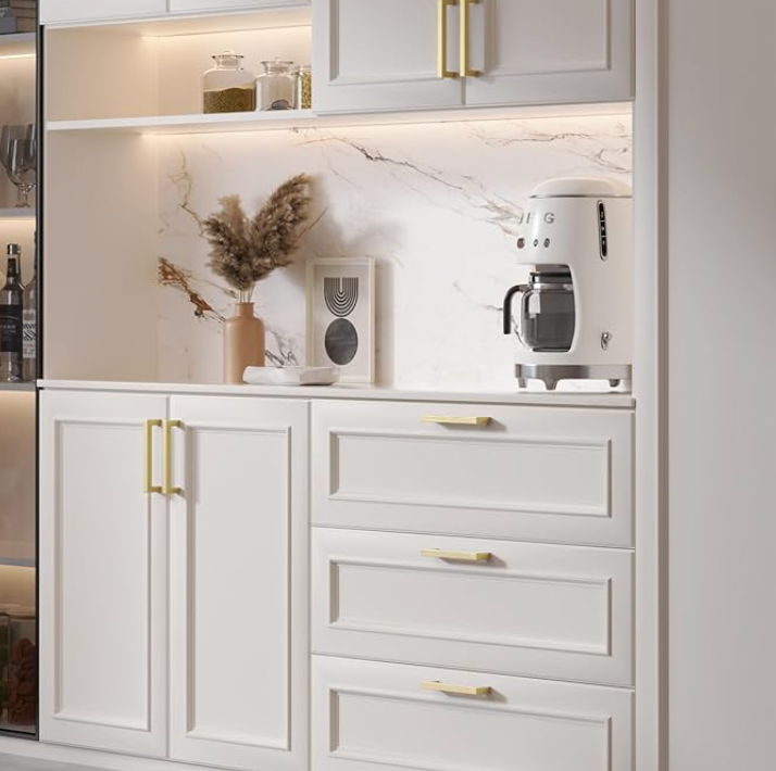 goldenwarm Kitchen Cabinet Handles Brass Drawer Pulls - LSJ12GD458 Kitchen Drawer Handles Knobs and Handles for Dresser Drawers Gold Pulls 10 Pack