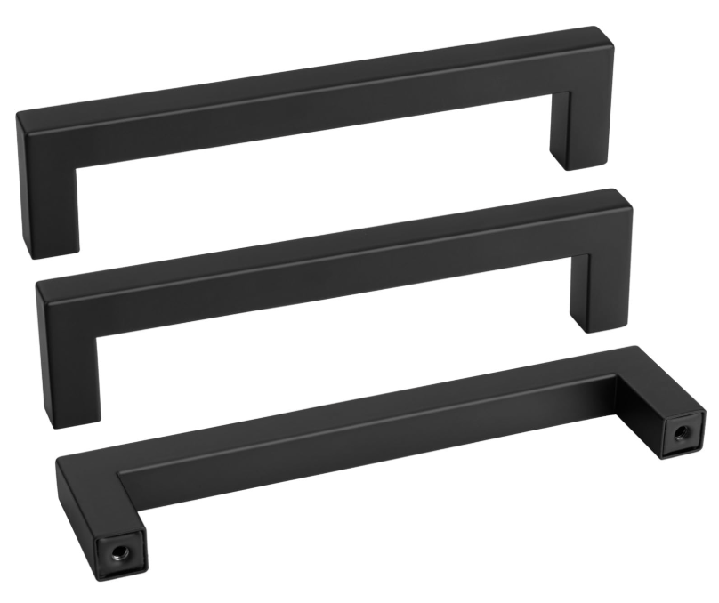 Goldenwarm Black Cabinet Pulls Kitchen Cabinet Handles 30 Pack 6-1/4in Hole Centers Matte Black Dresser Drawer Pulls Square Bar Stainless Steel Modern Hardware for Bathroom Cupboard (160mm)