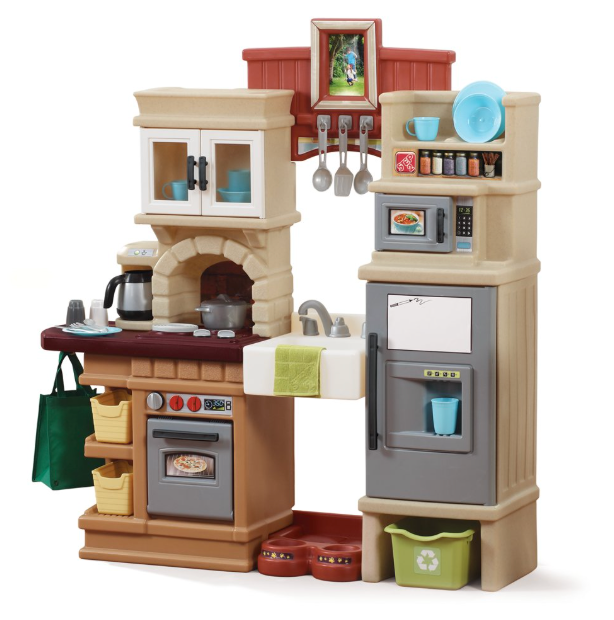 Step2 Heart of the Home Kids Kitchen Playset, Indoor/Outdoor Kitchenette, Interactive Play with Lights and Sounds, Made of Durable Plastic, Includes 40 Piece Toy Accessories, For Toddlers 2+ Years Old