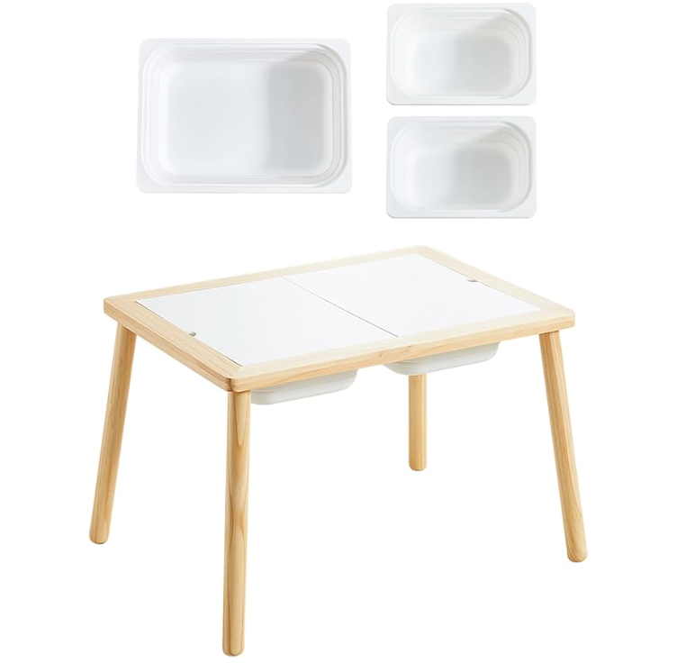 Beright Kids Table, Play Sand Indoor Sensory Table, with 3 Storage Bin for Kids, Perfect Choice for Christmas Thanksgiving Gift
