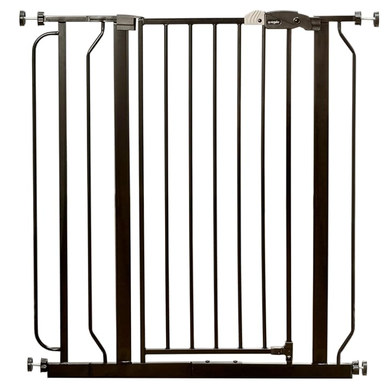 Regalo Safety 36" Extra Tall Baby Gate for Doorways & Bottom of Stairs, Pressure Mounted Walk Through Gate for Babies, Toddlers & Pets, Tested & Safe for 30 Years, American Designed, American Owned