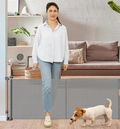 24 Inches Tall Retractable Baby gate for Dogs, Short Pet Gates to Step Over, Extends up to 55" Wide, Reinforced Mesh Doggie Gates for Indoors Outdoors Small Dog Gate for Stairs Puppy Gate (Grey)