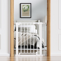 Babelio Baby Gate for Doorways and Stairs, 26-31" Pet Gate with Wide Walk Thru Door and Lock Indicator, No Drill Pressure Mounted Safety Gate with Double Lock and Self-Closing, White
